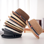 春夏季 草编透气时尚 凹凸圆顶卷边礼帽男女出游逛街短檐遮阳爵士帽