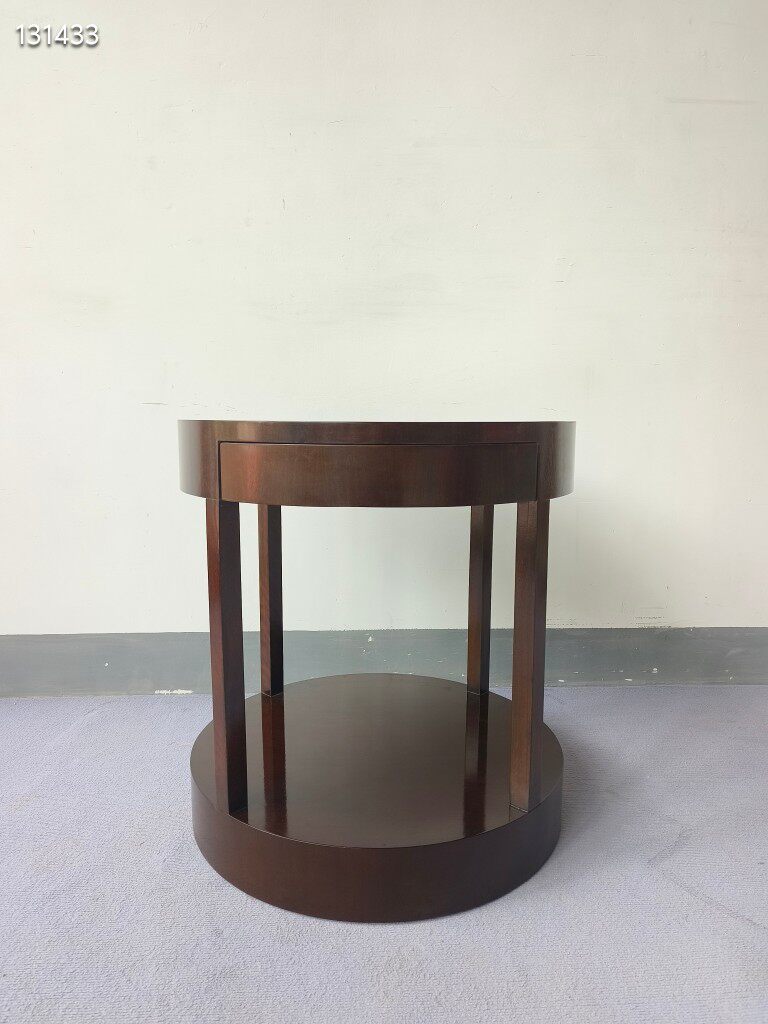 出口美国原单CK圆茶几边几边桌角几757-3102实木框架+黑胡桃木皮
