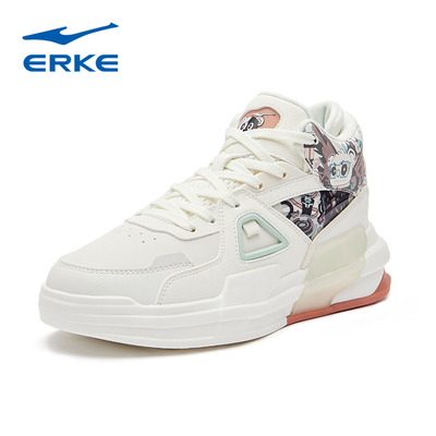 ERKE鸿星尔克加棉高帮运动滑板鞋女鞋冬季保暖御寒运动鞋电池熊猫