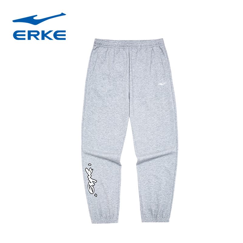 ERKE鸿星尔克运动裤冬季女士休闲九分裤针织长裤百搭卫裤女裤