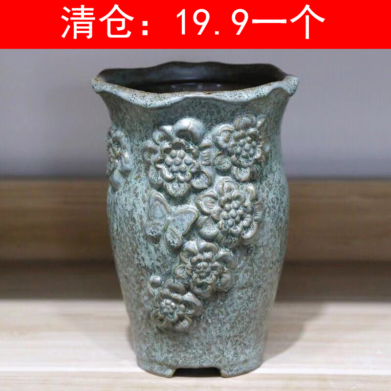 窑变粗陶大号老桩多肉花盆