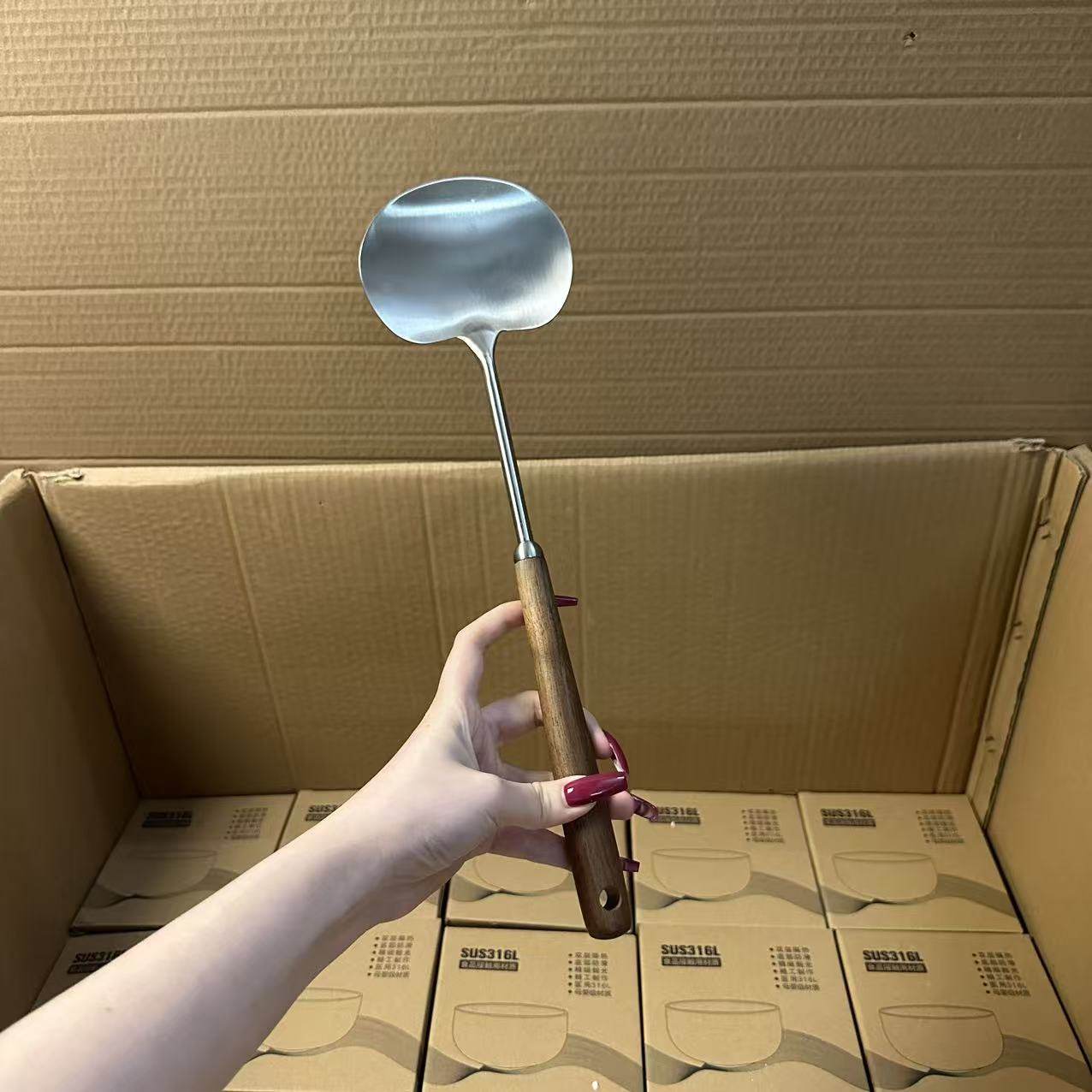 颜一好物 304不锈钢蘑菇铲胡桃木铲子炒菜炒勺食品级家用迷你炒铲,厨房/烹饪用具,锅铲,淘宝优惠券,粉丝福利购,淘宝优惠卷