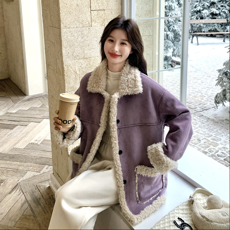 冬装新款加厚羊羔毛外套2618-P195控298,女装毛呢外套,拾菱