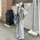 新款格纹拼接卫衣套装163-2539-P185控278，女装套装/套裙，拾菱