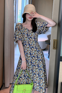 现货主推花色纯色都有灯笼袖连衣裙163-Q88-P90-控138图片