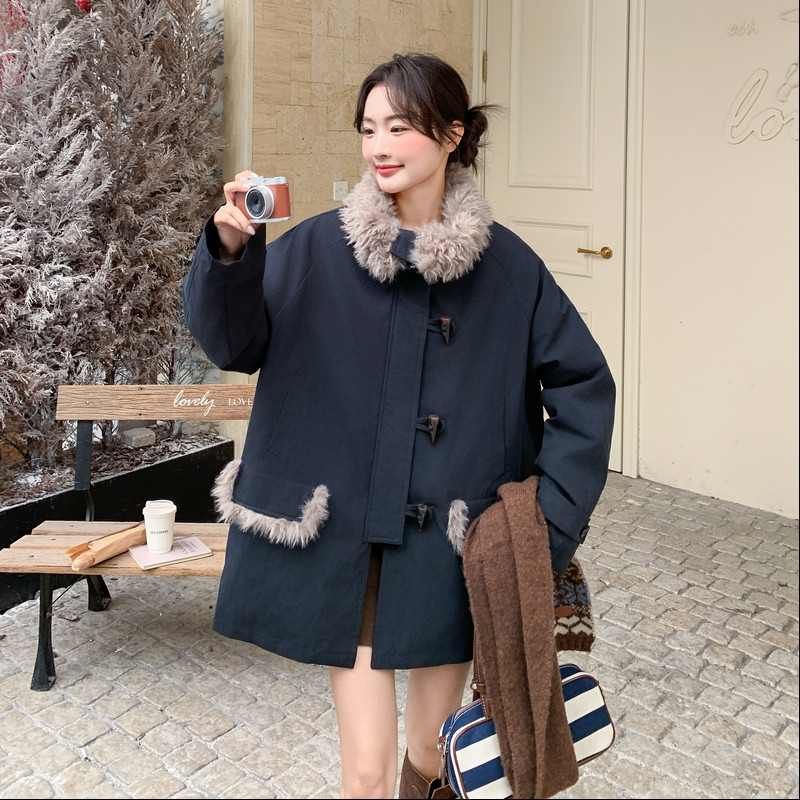 新款毛毛拼接内胆90绒羽绒服2637-P315控478,女装羽绒服,拾菱