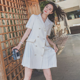 高级感重工小香风连衣裙女2025夏季新款法式气质炸街短袖西装裙子，女装连衣裙，拾菱