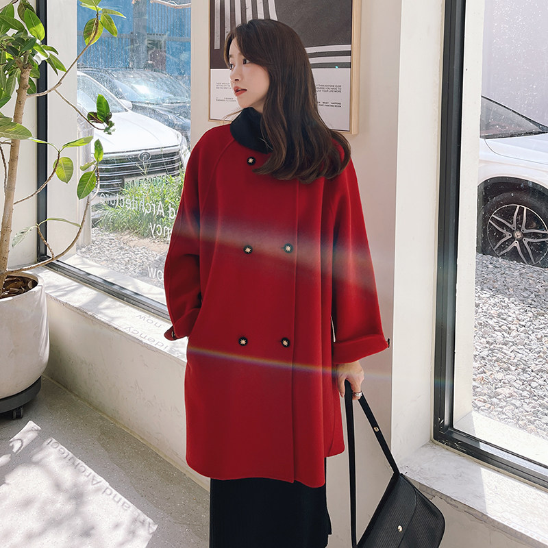 【新款】双面70%羊绒大衣撞色领163-9615-P290-控398图片