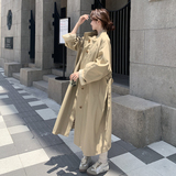 新款条纹袖口长款风衣外套163-2518-P185控268，女装风衣，拾菱