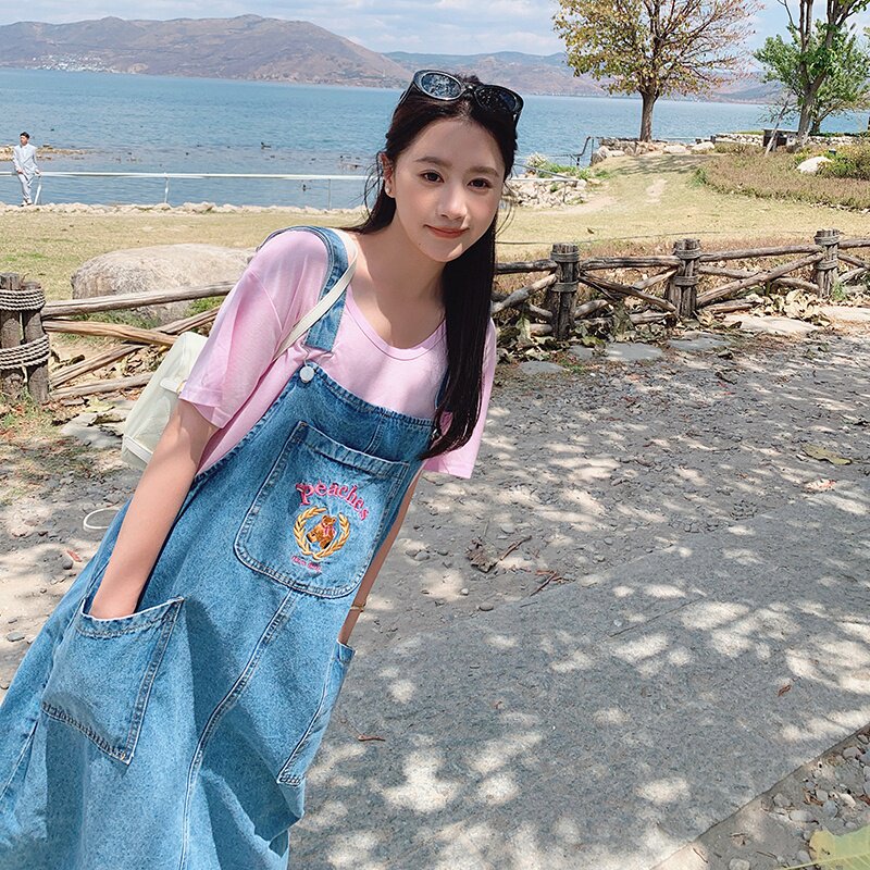 【现货】重工刺绣牛仔背带裙163-M91-P115控168,女装连衣裙,拾菱