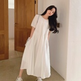 法式复古浪漫温柔风休闲马甲连衣裙套女夏季大码宽松孕妇胖mm显瘦，女装连衣裙，拾菱