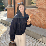 现货新款仿牛仔外套带披肩163-2535-P175控258，女装短外套，拾菱