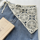 复古腰间装 子 饰钩花叠穿三角巾屁帘韩国针织流苏腰封女士腰带配裤