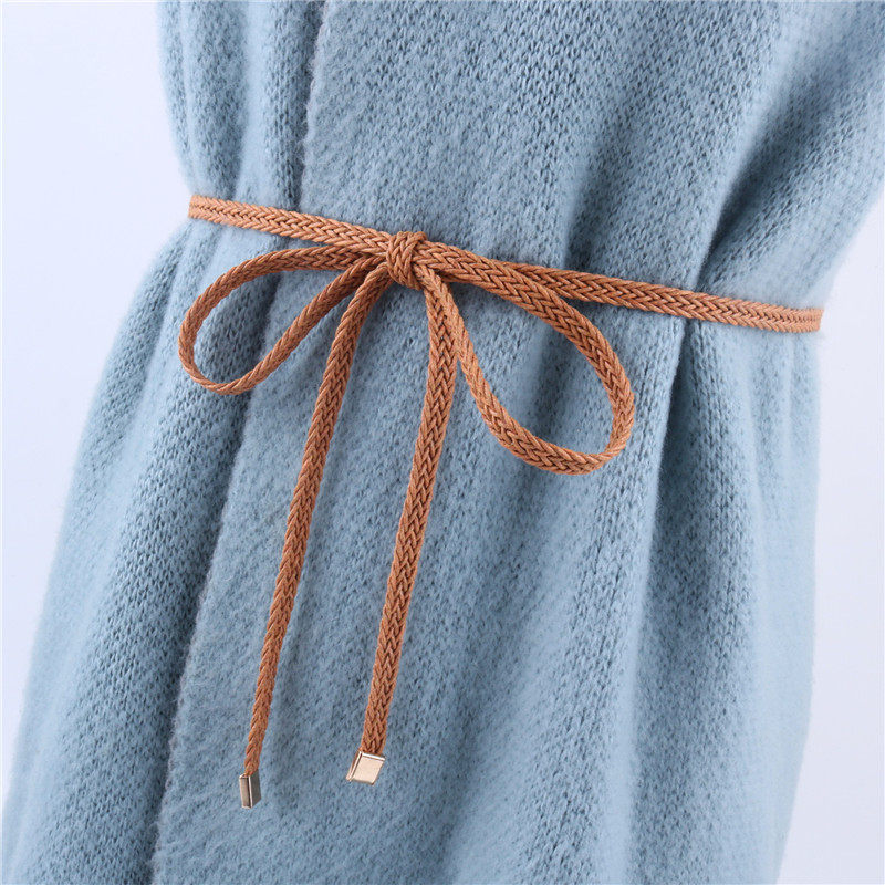 复古文艺编织腰带女细装饰连衣裙简约百搭衬衫腰绳子打结配裙子夏