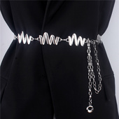 2024新款 裙带女士波浪型腰链设计感小众链条 金属腰带女链条时尚