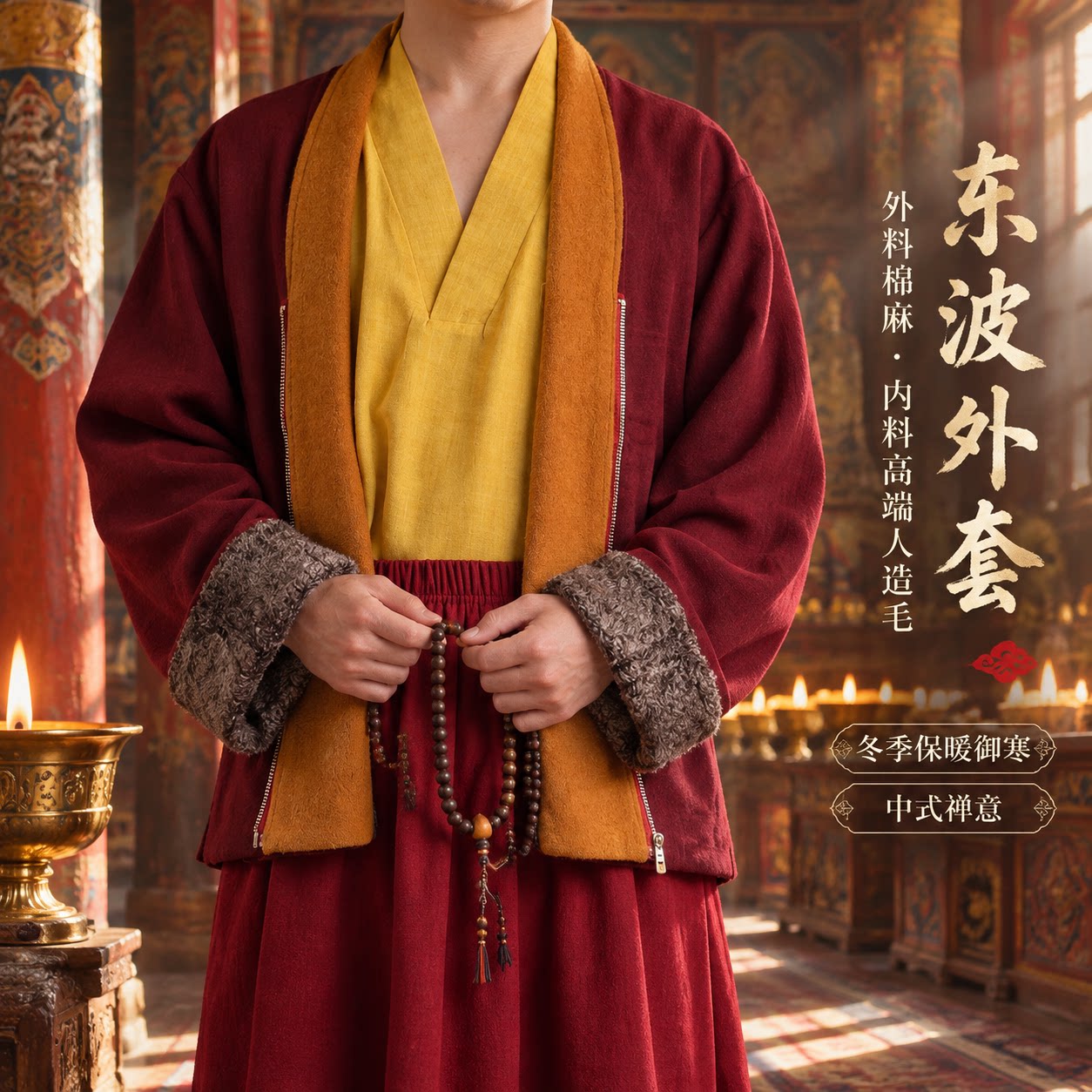 喇嘛僧服加绒加厚冬波出家僧人居士服保暖外套上师和尚服师父僧衣