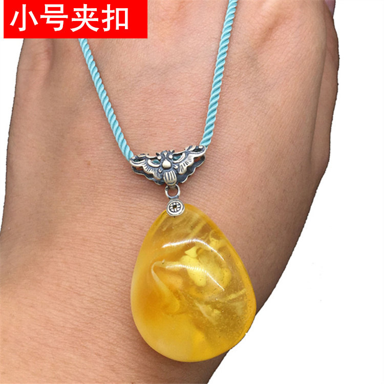 S92纯银 泰银 银扣子 吊坠夹扣瓜子扣翡翠蜜蜡吊坠夹扣 吊坠挂绳