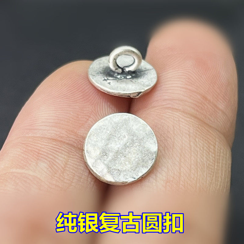 s925纯银复古泰国清迈圆扣头编织手绳项链手链连接扣搭扣diy配件