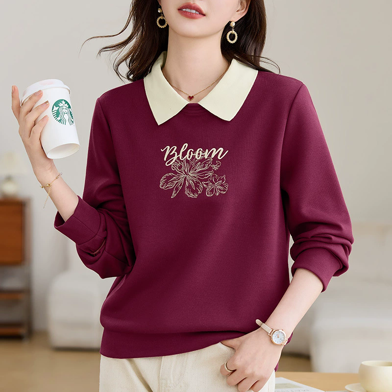 翻领卫衣女宽松正肩显瘦上衣外套