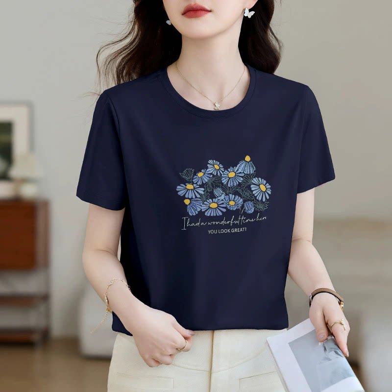 短袖t恤女2026新款夏季大码宽松正肩上衣洋气减龄妈妈半袖体恤衫