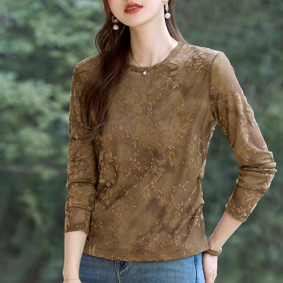 长袖t恤女士内搭可外穿2026新款春季高端正肩上衣洋气紫色打底衫