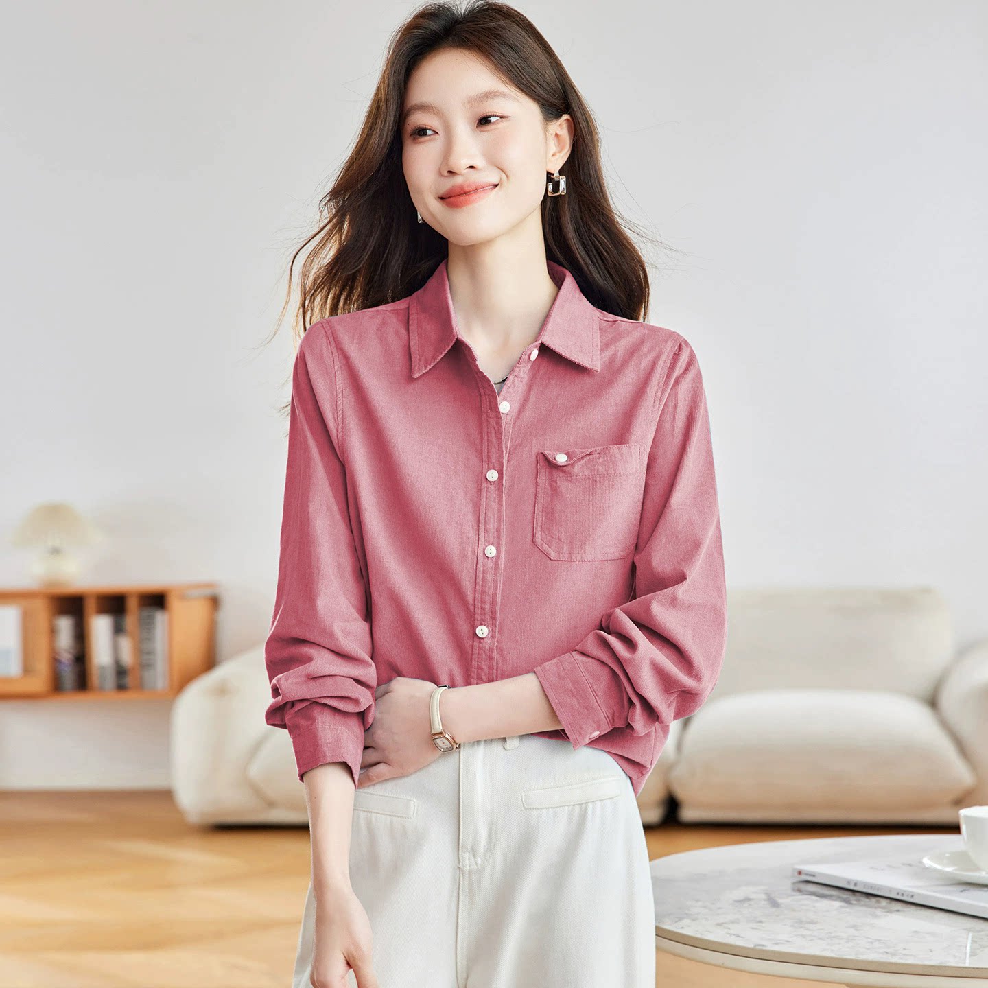 磨毛加厚长袖纯棉衬衫女装2026新款春装宽松外套上衣韩版休闲衬衣