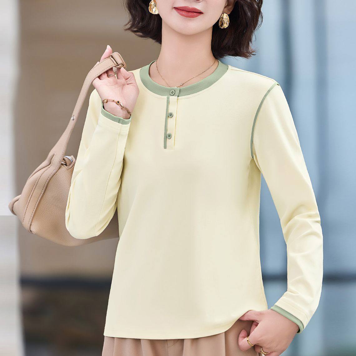 正肩打底衫内搭女2026新款春秋爆款洋气长袖t恤高级感可外穿上衣