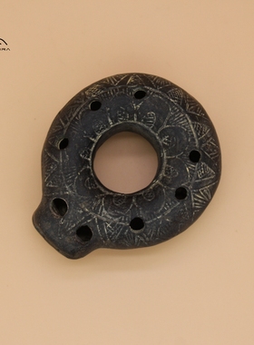 PERU秘鲁进口印加古乐器圆形图腾笛陶笛模仿鸟叫声Ocarina