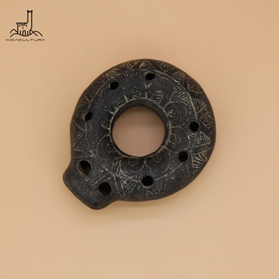 PERU秘鲁进口印加古乐器圆形图腾笛陶笛模仿鸟叫声Ocarina