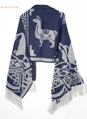 PERU秘鲁进口图腾围巾大丝巾披肩南美风格羊毛秋冬时尚高档围巾