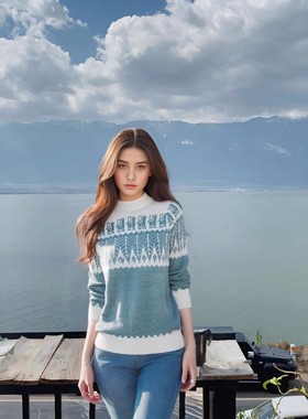 PERU秘鲁进口特色拉美民族服饰ALPACA羊驼毛衣费尔岛保暖秋冬女款