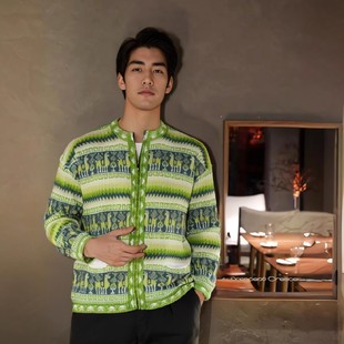 PERU秘鲁进口特色拉美民族服饰ALPACA羊驼毛衣外套费尔岛男装