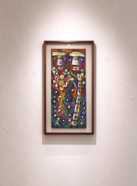 PERU秘鲁进口牛皮绘画墙挂艺术画手绘油画