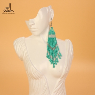 PERU秘鲁进口特色另类流苏长款 沙滩海边耳坠手工耳饰南美饰品 个性