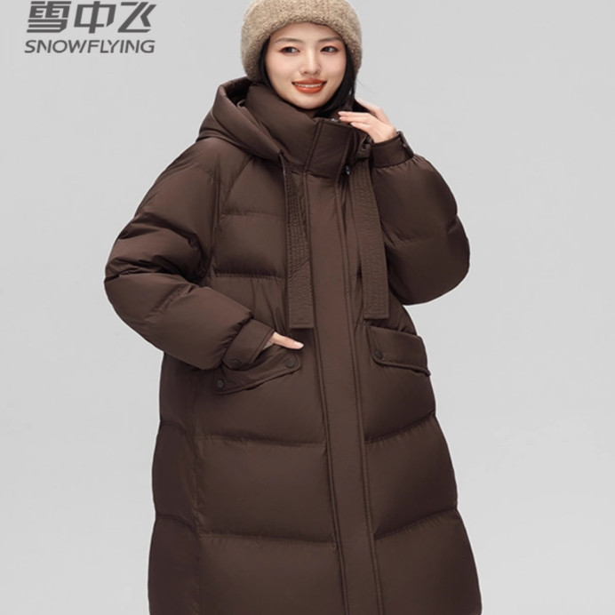 雪中飞加厚可脱卸帽中长款