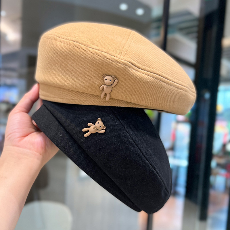 日系卡通立体小熊贝雷帽女秋冬季毛呢蓓蕾帽子网红时髦气质画家帽,服饰配件/皮带/帽子/围巾,帽子,淘宝优惠券,粉丝福利购,淘宝优惠卷