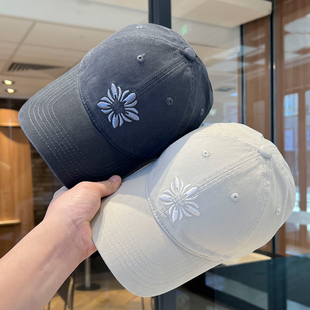 棒球帽子男女通用大头围方圆脸棉质宽帽檐显脸小复古刺绣鸭舌帽潮