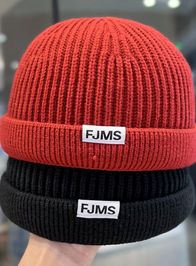 无檐针织帽子男女日系嘻哈西瓜雅痞帽百搭地主帽秋冬潮牌包头冷帽