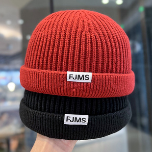 无檐针织帽子男女日系嘻哈西瓜雅痞帽百搭地主帽秋冬潮牌包头冷帽