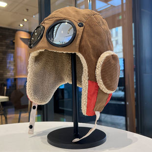 加绒飞行员帽子男女冬季毛绒保暖护目镜雷锋帽户外登山滑雪护耳帽