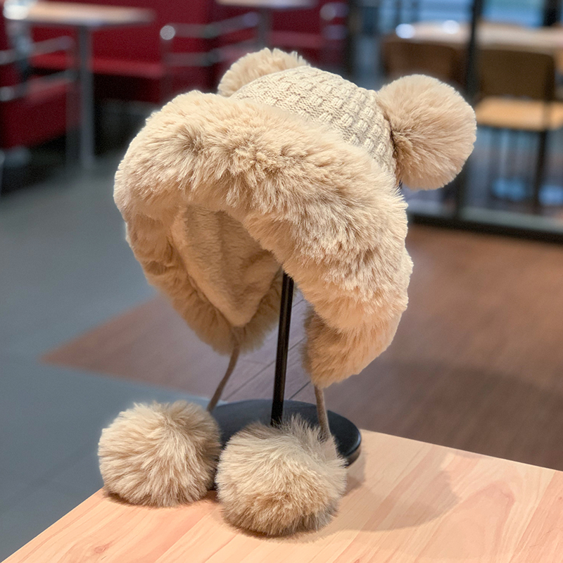 保暖毛线帽女冬季针织帽雷锋帽