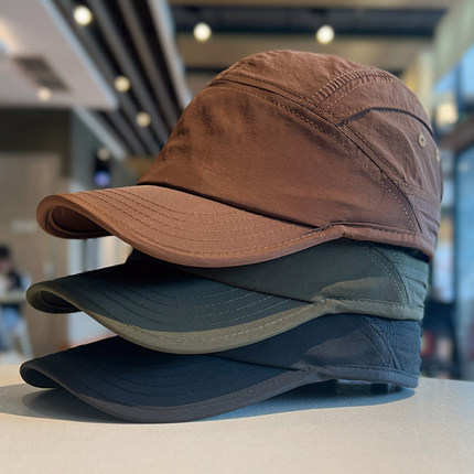 夏季薄款透气鸭舌帽男女日系抽绳速干棒球帽户外出游防晒遮阳帽子