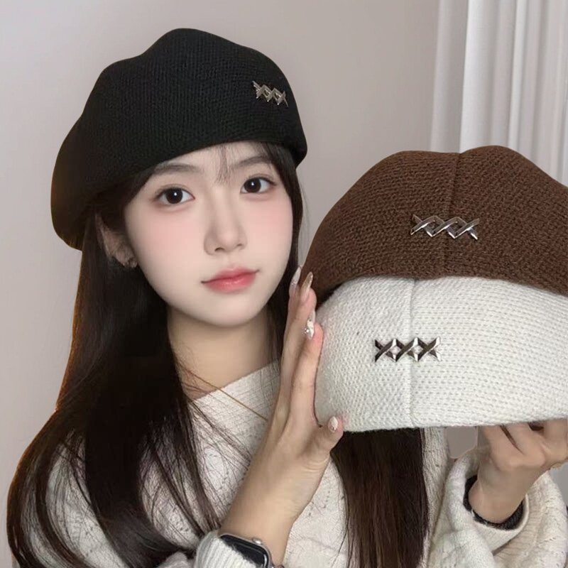 秋冬毛呢贝雷帽女保暖显脸小