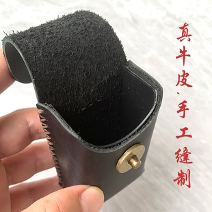 真牛皮眼镜盒头层手工缝制牢固耐用折叠老花镜挂腰包穿皮带方便携