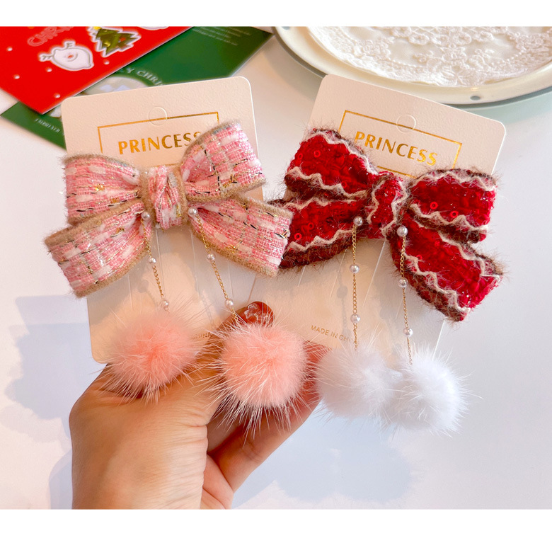 儿童新年毛绒发夹新年发饰