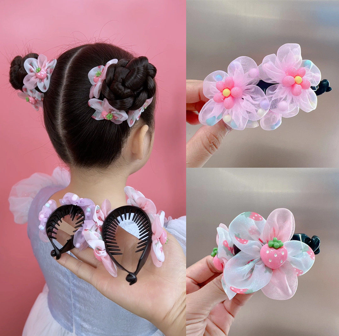 儿童可爱丸子头夹马尾夹儿童发饰小女孩简约彩色草莓花发夹盘发器,童装/婴儿装/亲子装,发饰,淘宝优惠券,粉丝福利购,淘宝优惠卷