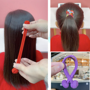 小熙瓜中国结双头皮筋女童弹力发圈头饰马尾宝宝头绳高弹儿童发绳