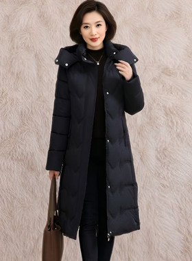 新款棉服女长款过膝中老年妈妈装