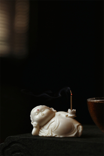 鹿角卧佛香插线香插香道香具香器整料手工雕刻制文玩收藏品送礼