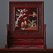 印度小叶紫檀百宝嵌太平吉祥插屏摆件案上清韵文房雅器文玩收藏品